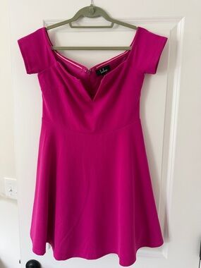 Lulu's Hot Pink One-Shoulder Fit & Flare Dress